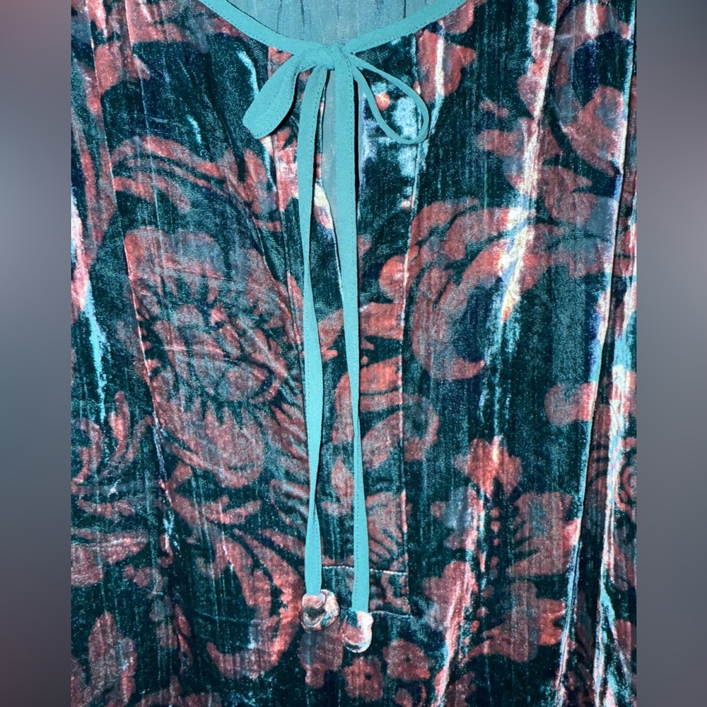 Anthropologie Faustino Velvet Peasant Blouse Old World Elegant Pastoral Floral - Picture 11 of 11